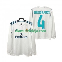 Camisola Real Madrid SERGIO RAMOS 4 2017 2018 Retro Homem Equipamento Primeiro Manga Comprida